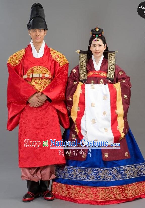 Traditional Korean Wedding Clothing for Bride and Bridegroom