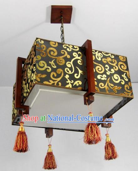 Chinese Classical Wood and Fabric Hanging Lantern