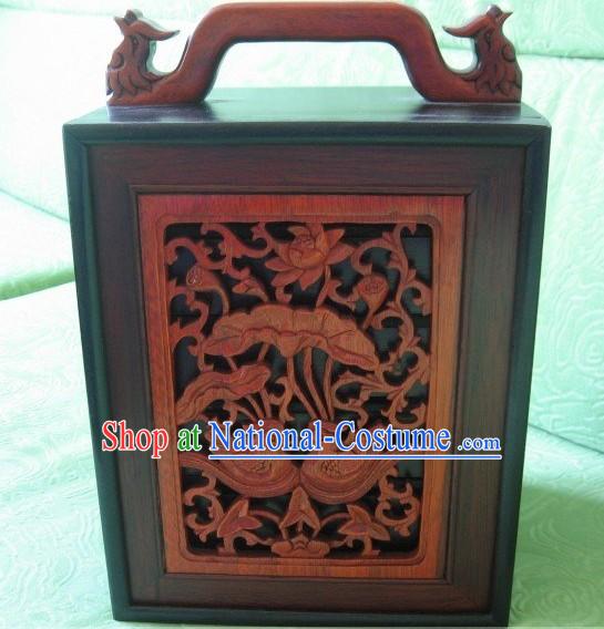 Chinese Classical Mandarin Ducks Mahjong Wooden Box