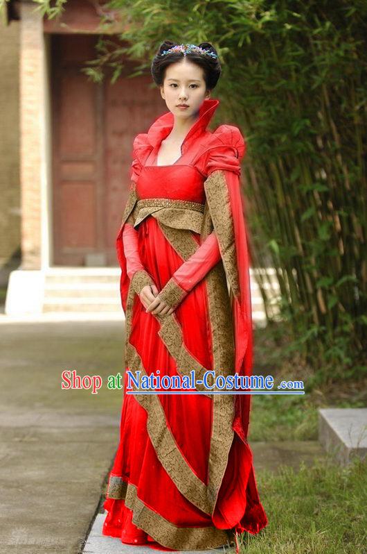 Chinese Ancient Princess Bride Wedding Dress, Hair Decoration and Wig Complete Set