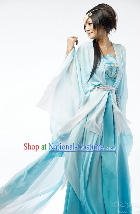 Ancient Chinese Blue Fairy Costume Complete Set