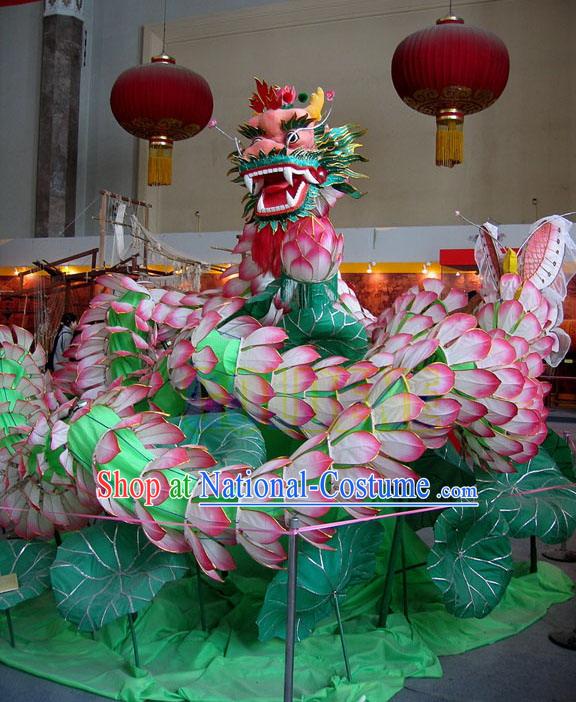 Supreme Handmade Classic Traditional Lotus Dragon Dance Costumes Complete Set