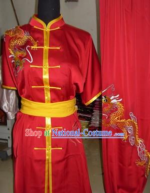 Pure Silk Embroidered Dragon Tai Chi Clothing for Men