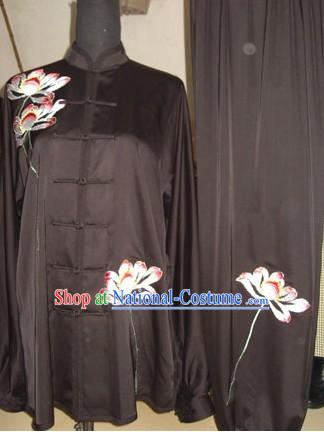 Chinese Traditional Embroidered Peony Tai Chi Uniform