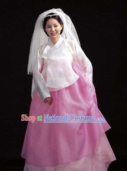 Korean White Wedding Hanbok Set for Bride