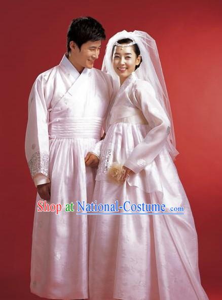 Traditional Korean Wedding Hanbok for Bride and Bridegroom