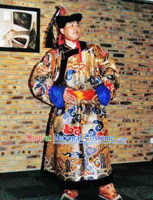 Chinese Classical Mongolian Clothing and Hat for Men