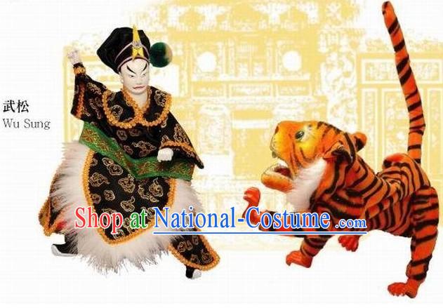 Traditional Chinese Puppets 2 Sets of Wu Song Fighting Tiger