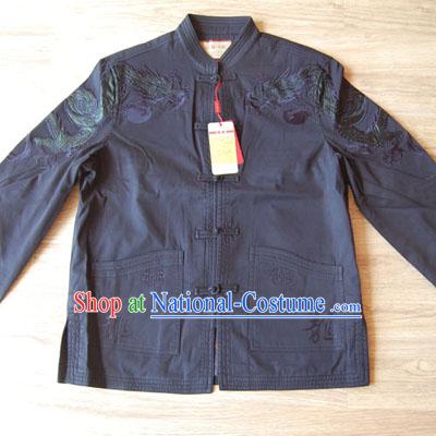 Chinese Classical Traditional Black Mandarin Blouse for Man