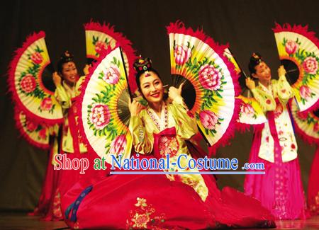 Traditional Korean Fan Dance Costumes Set