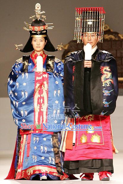 Ancient Korean Emperor and Empress Costumes 2 Sets