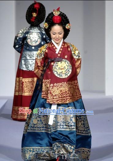 Ancient Korean Palace Empress Costumes and Wig Set