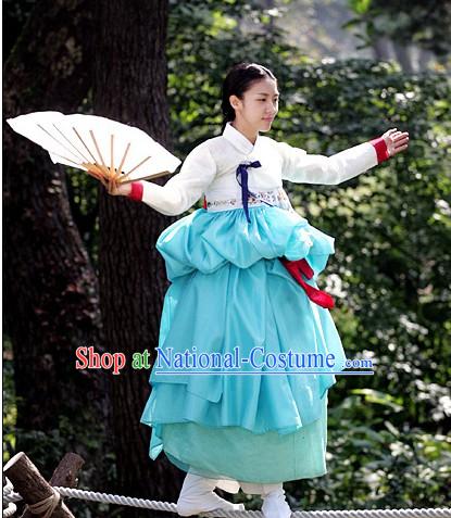 Ancient Korean Fan Dance Costumes and Fan Set