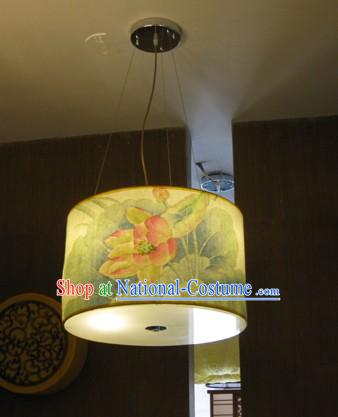 Chinese Original Lotus Painting Hanging Lantern