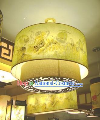 Chinese Traditional Flower Painting Large Ceiling Lantern