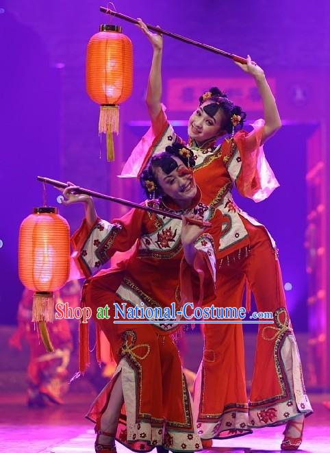 Chinese New Year Lantern Dance Costumes, Head Pieces, Shoes and Lantern