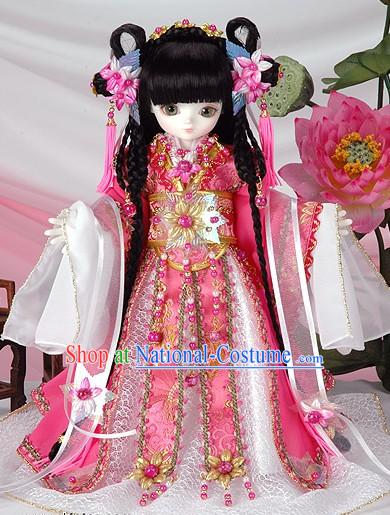 Chinese Princess Children Clothes and Hair Decoration Comoplete Set