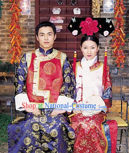 Chinese Classical Wedding Dress 2 Sets for Bride and Bridegroom