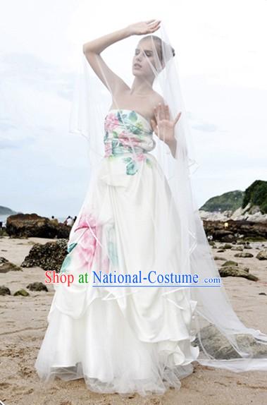 New Design Chinese Peony Wedding Dress for Bride