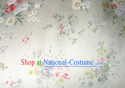 Traditional Chinese Flower White Silk Fabric