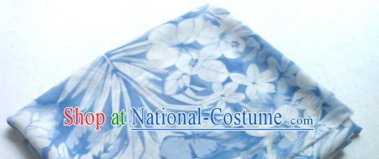 Light Blue Flower Silk Fabric