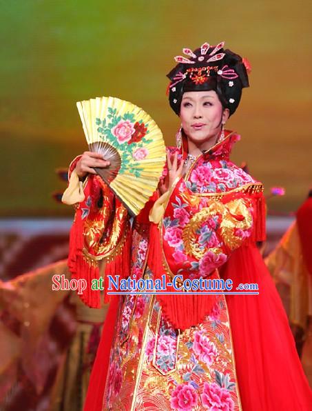 Chinese Classical Lucky Red Phoenix Wedding Dress Complete Set for Women