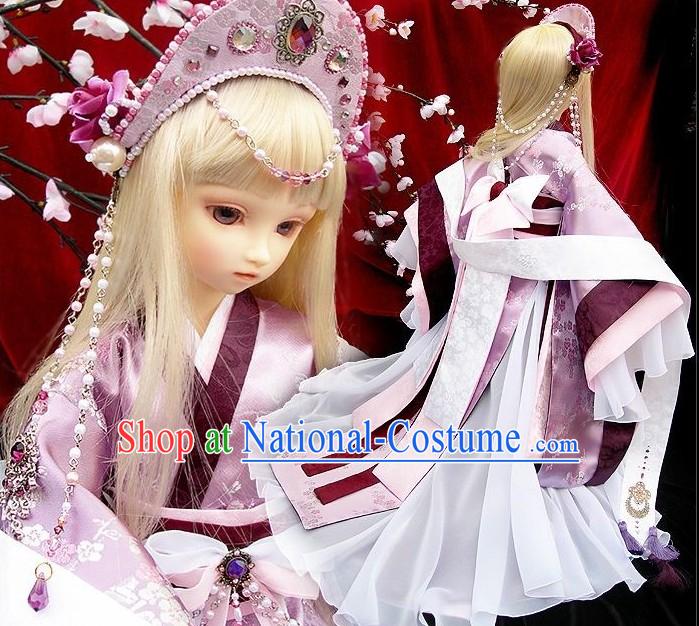 Traditional Japanese Princess Kimono Dress and Hat Complete Set