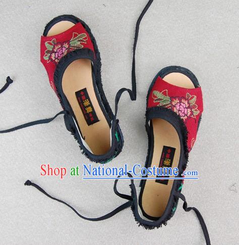 Traditional Red Embroidered Summer Shoes