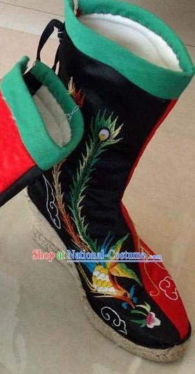 Chinese Traditional Hand Made Embroidery Phoenix Boots