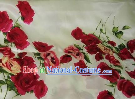 Chinese Pure Silk Rose Fabric