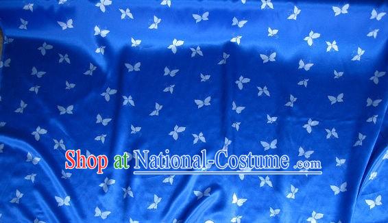 Chinese Pure Silk Blue Butterfly Fabric