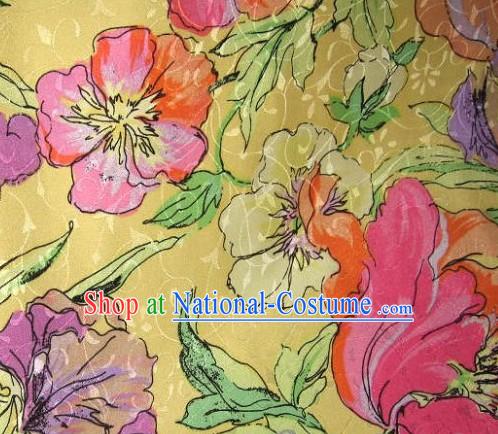 Chinese Pure Silk Flower Fabric