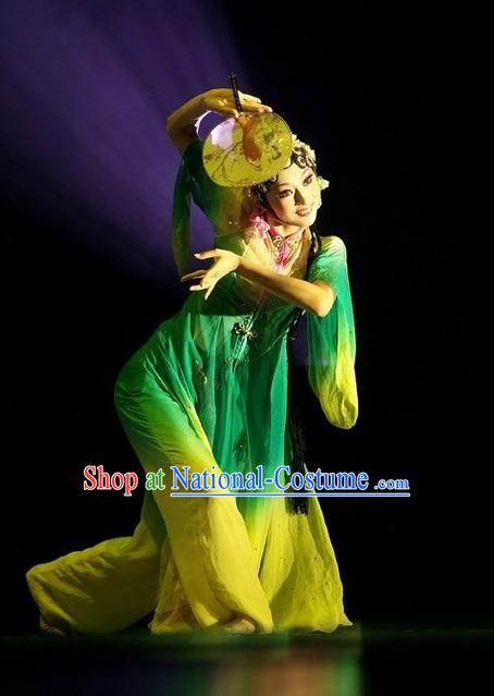 Ancient Chinese Fan Dance Costume Complete Set