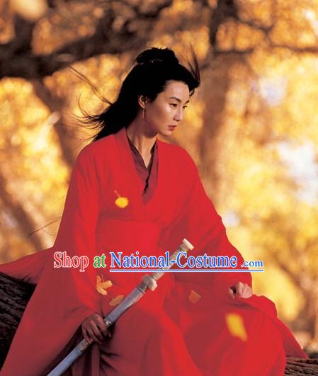Chinese Qin Dynasty Period Film Hero Maggie Cheung Swordswoman Clothing Complete Set for Women