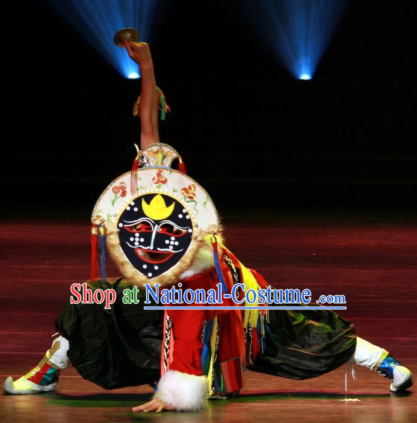 Chinese Tibetan Mask Dance Costume Set