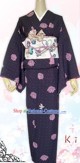 Traditional Japanese Kimono Komon Complete Set