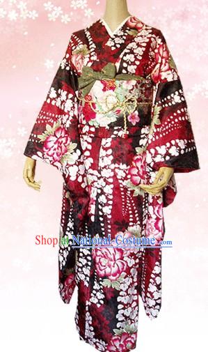 Traditional Japanese Kimono Furisode Complete Set