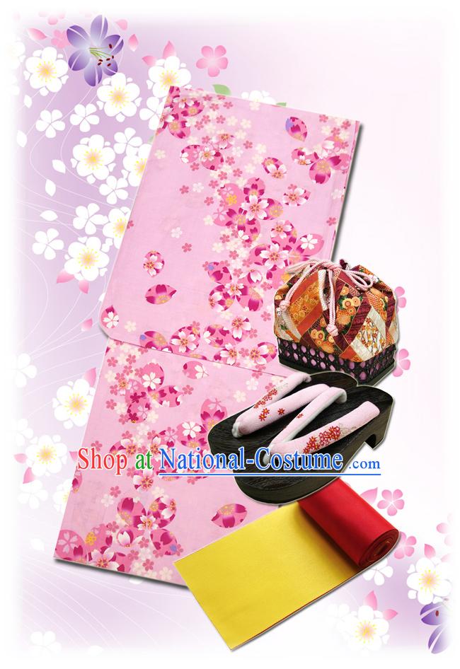 Traditional Japanese Yukata Kimono Clothing Complete Set