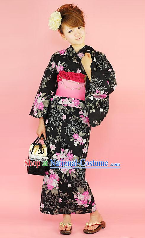 Japanese Traditiona Female Yukata Kimono Dress Complete Set