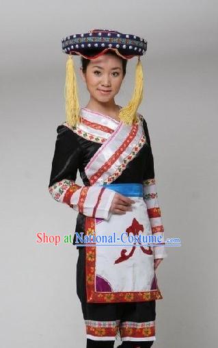 Chinese Minority Dance Costume and Hat Complete Set