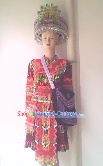 Chinese Stunning Miao Tribe Hand Embroidery Collectible Dress for Woman