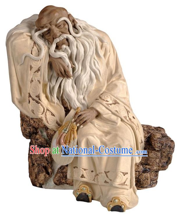 Chinese Classic Shiwan Ceramics Statue Arts Collection - Laozi Thinking