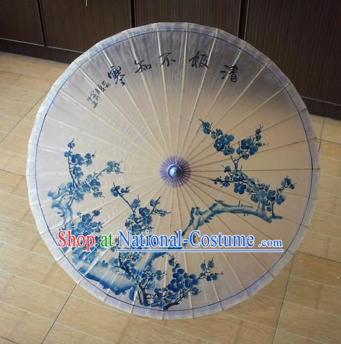 Chinese Painted Plum Blossom Oilpaper Umbrella