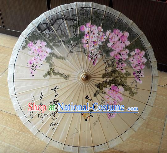 Chinese Painted Flower and Bird Oilpaper Umbrella