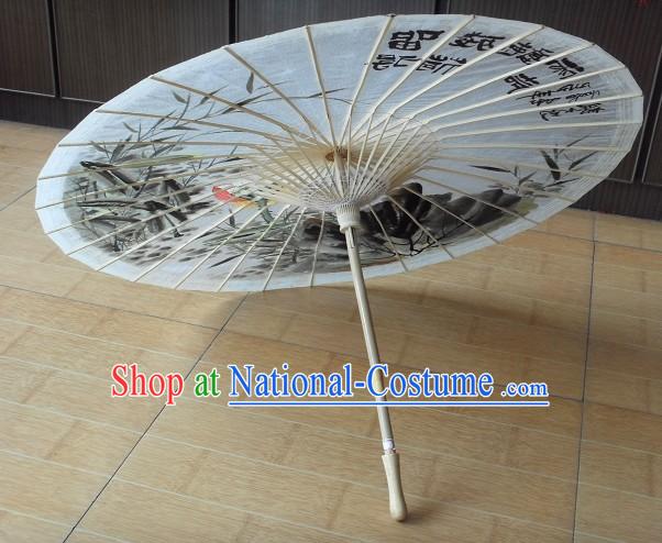 Chinese Ancient Painted Lotus Umbrella