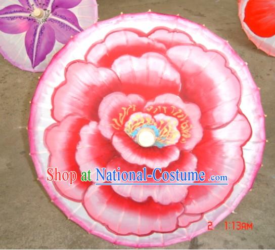 Chinese Classic Red Flower Dance Silk Umbrellas