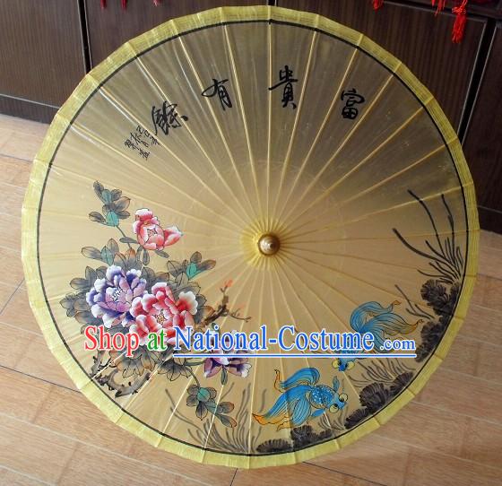 Chinese Traditional Goldfish Painting Display Umbrella