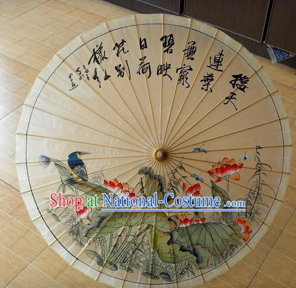 Chinese Traditional Bird Flower Painting Umbrella