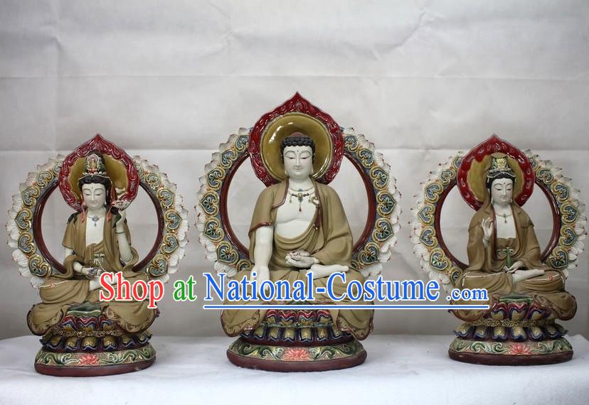 Three Buddha Ceramics Figurine Sets