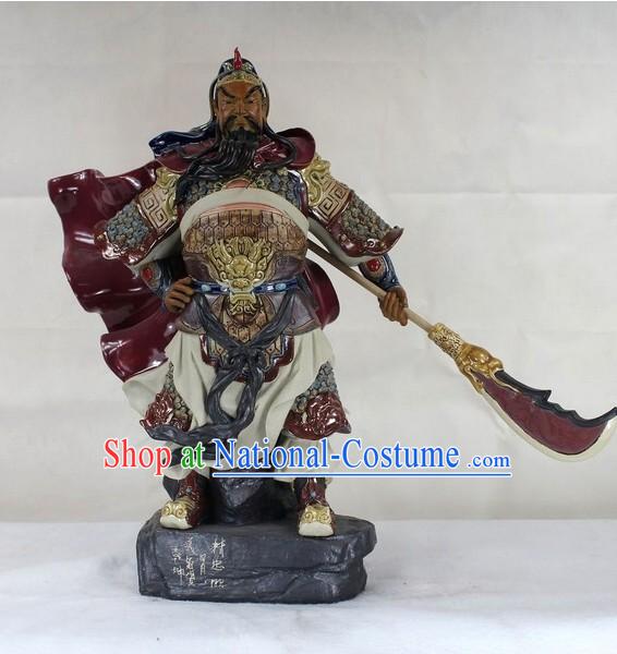 Guan Gong China Shiwan Ceramic Figurine